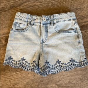 Denim Lace Trim Kids Shorts